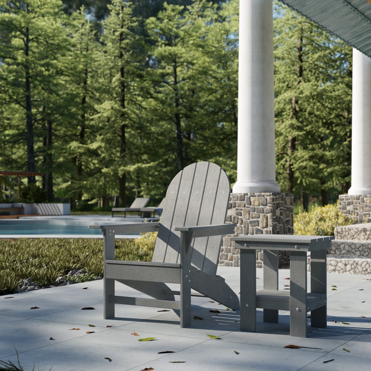 Wildridge Freedom Side Table, Light Gray - Outdoor Weather Resistant Recycled Plastic Furniture for Patio