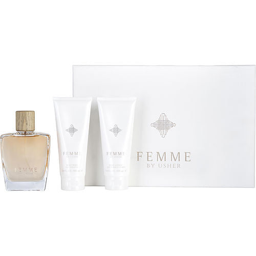 Usher Femme By Usher Eau De Parfum Spray 3.4 Oz & Body Lotion 3.4 Oz & Shower Gel 3.4 Oz(D0102Hx8Ijj.)