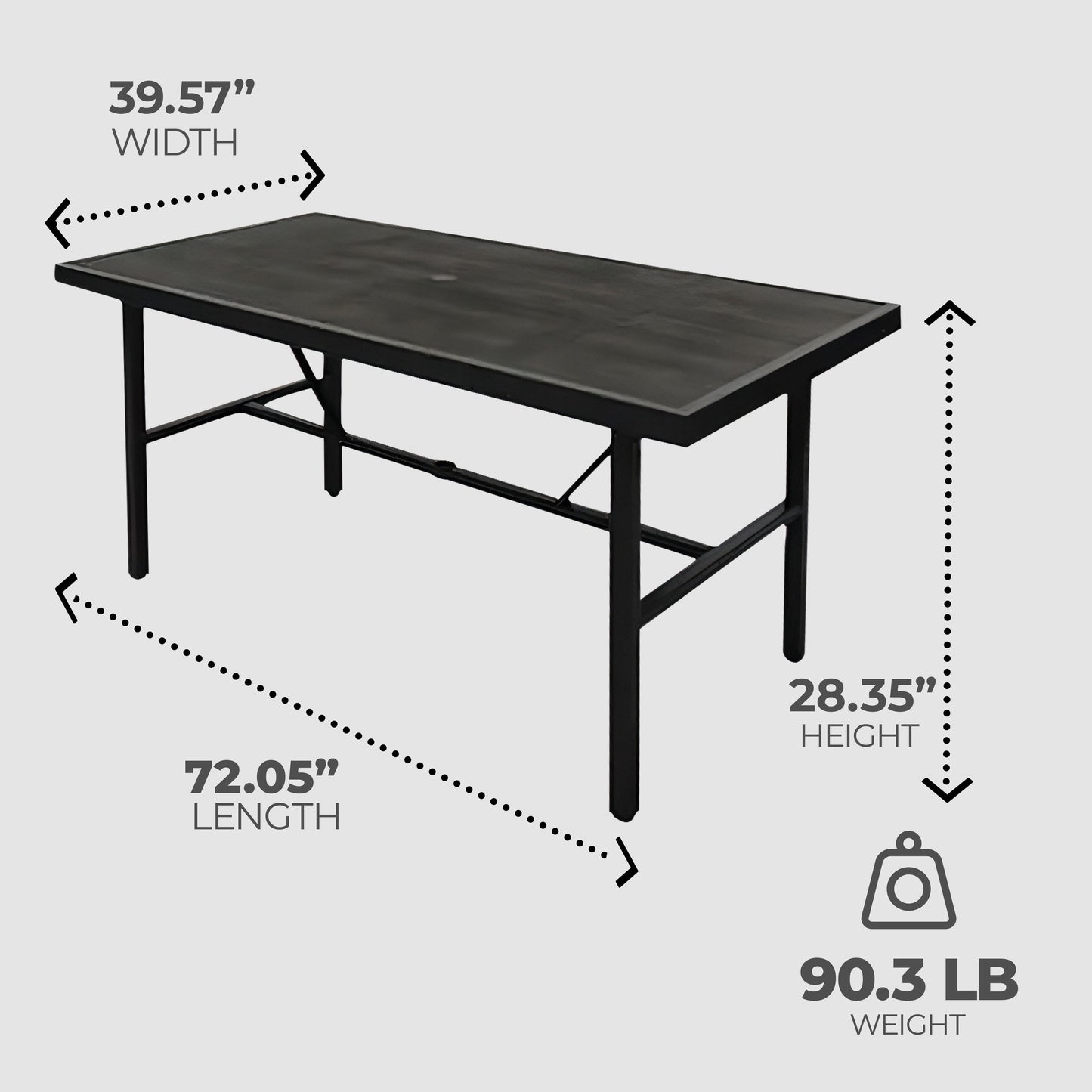 Four Seasons Courtyard Nantucket 40x72 Inch All Weather Patio Dining Table
