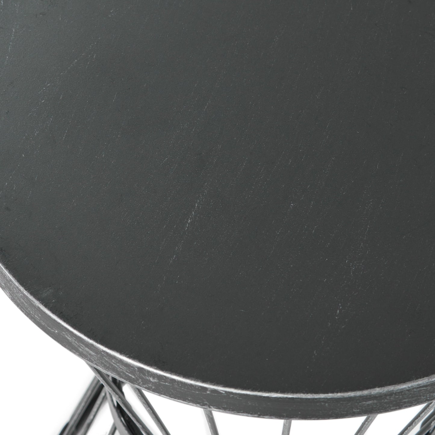 Christopher Knight Home Outdoor Metal Side Table Modern Round Waterproof Patio Accent Table w/Hourglass Frame Open-Cage Design for Garden Balcony Backyard (Matte Black)