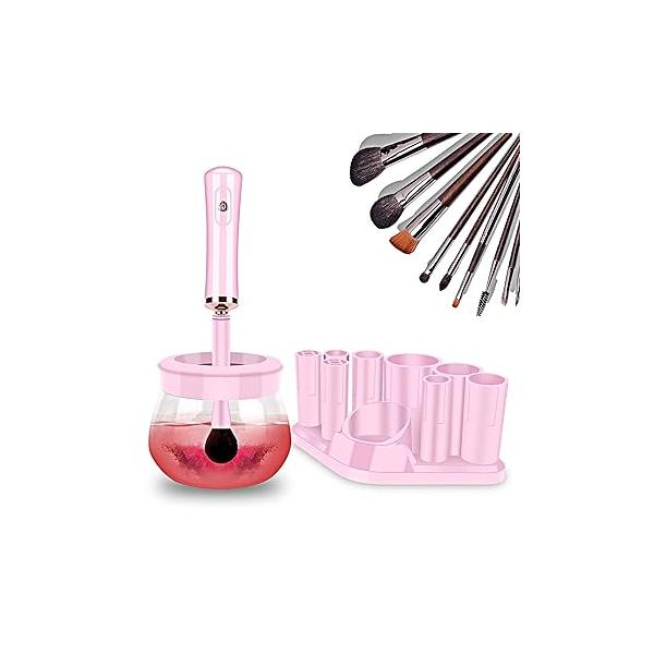 Makeup Brush Cleaner Dryer, Neeyer Super-Fast Electric Machine Automatic Spinner Pink color…