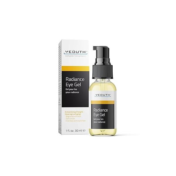 YEOUTH Under Eye Gel with Hyaluronic Acid for Puffiness, Bags & Circles, Hydrating Skincare Tired-Looking Eyes 1oz