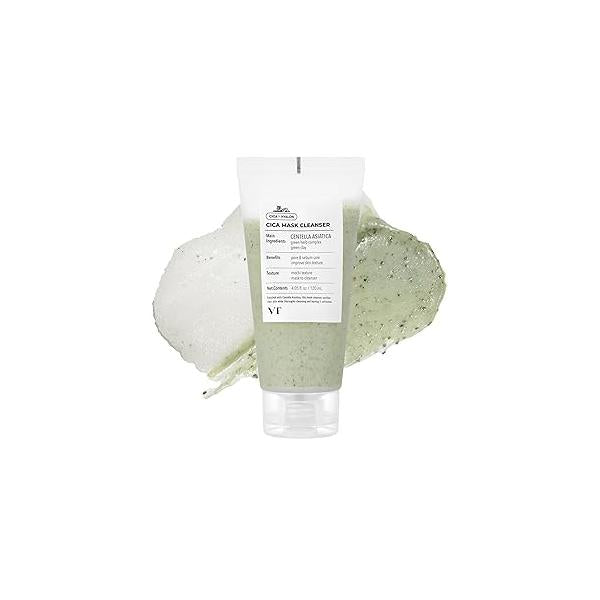 VT COSMETICS CICA Mask Cleanser, 2-in-1 Facial Wash, Non-Drying Clay Mask, Gentle Pore Care, Exfoliating, Hydrating, Centella Asiatica for Acne-Prone & Sensitive Skin, Korean Skincare (4.05 fl. oz)