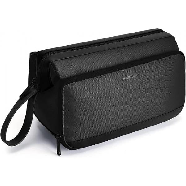 BAGSMART Toiletry Bag for Men, Wide Opening Dopp Kit Water Resistant Shaving Hygiene Organizer Bathroom, Travel Essentials, Black