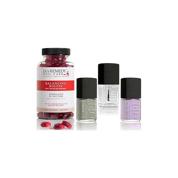 Dr’s Remedy 3 Pack Nail Polish Treatment Kit, RESTORATIVE Trio, Non Toxic and Organic All Natural Enriched Strengthener - CARESS Cuticle Oil/Hydration Treatment/TOTAL Two-in-One