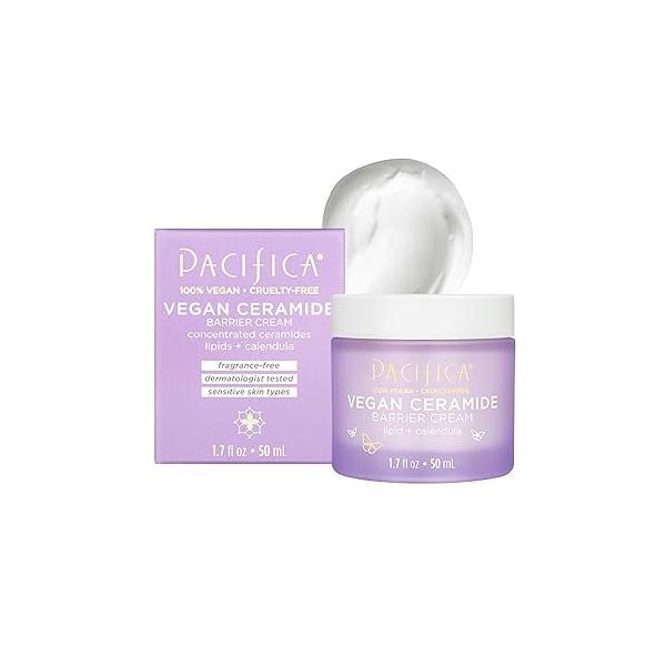 Pacifica Face Cream - Vegan Ceramide Barrier w/Niacinamide & Shea Butter Hydrating Daily Moisturizer Fragrance Free for Sensitive Skin, Vegan, Clean Beauty Allergy Dermatologist Tested