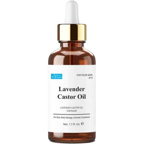 Lavender Castor Oil 1.7 fl. oz. Dropper, Cold Pressed, for Hair, Lashes, and Brows Growth Thickening, Massage Oil, Cosmetic use. Essential Blended. with an Empty Plastic Bottle.