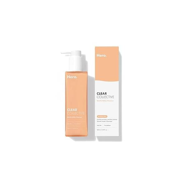 HERO COSMETICS Clear Collective Gentle Milky Cleanser from Pore-Clarifying for Sensitive, Blemish-Prone Skin with PHA, Colloidal Oatmeal, and Jojoba + Ceramides (5.4 fl oz)