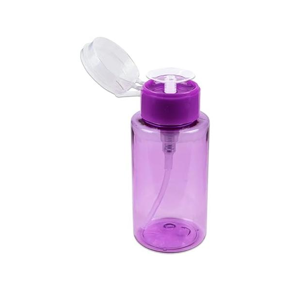9oz Gray with Word Imprint Push Down Pump Dispenser Empty Refillerable Bottle Flip Top Cap - for Nail Polish, Travel, Cosmetics Packaging