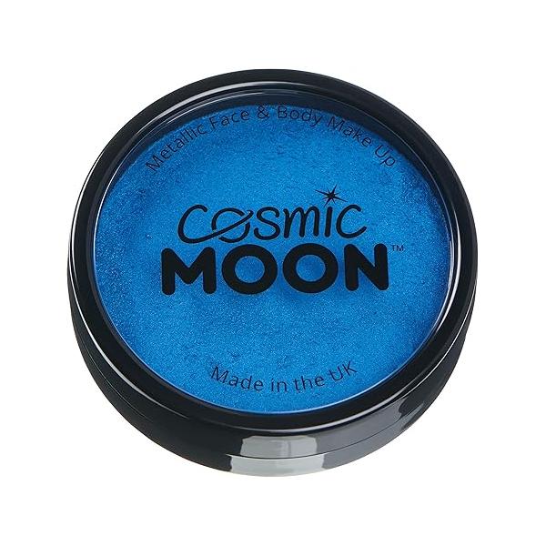 Metallic Pro Face & Body Paint Cake Pots by Cosmic Moon - Silver Professional Water Based Makeup for Adults, Kids 1.26oz