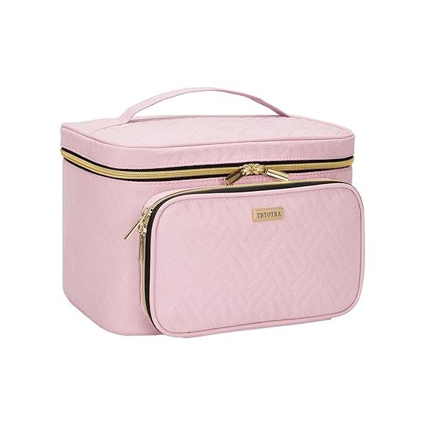 Travel Makeup Organizer Bag - Large Case with Jewelry Storage, Waterproof Toiletry Box for Cosmetics, Brushes, and Tools, Black