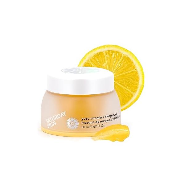 Saturday Skin Yuzu Vitamin C Sleep Mask Regenerist Retinol Ultra Rich Face Moisturizer Cream Smooth and Reduce Wrinkles Ideal for All Types