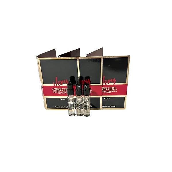 Carolina Herrera Very Good Girl GLAM PARFUM Sample Spray Perfume WOMEN 1.5 ml / 0.05 fl oz (Set of 3) Clear