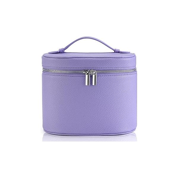 Makeup Bag Vanity Case Cosmetic with Removable Divider Travel Toiletry for Women Portable Make up Box Organizer, Burgundy