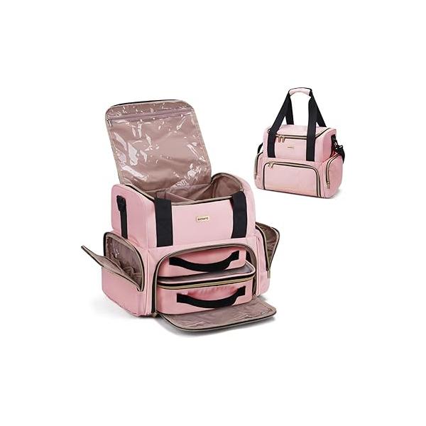 Large Makeup Cosmetic Bag with 2 Removable Case, Double Layer Travel Organizer travel Toiletry For Women