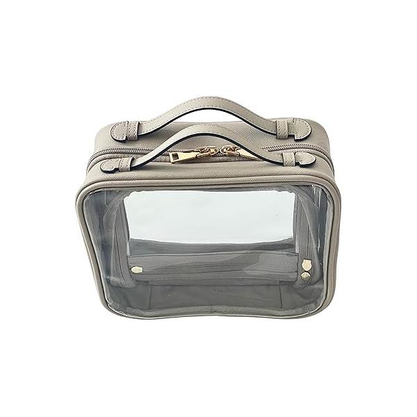 Clear Makeup Bag Toiletry for Women Cosmetic Case Large Capacity Travel Make Up Organizer Transparent Storage Compartment TSA Approved