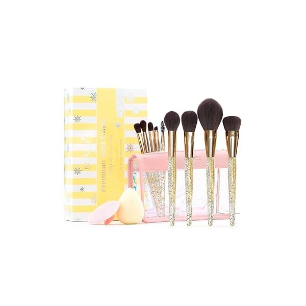 Makeup Brush Set 12 Pcs Foundation Premium Synthetic Powder Concealers contour Eye Shadows Blush Brushes with Pink Case