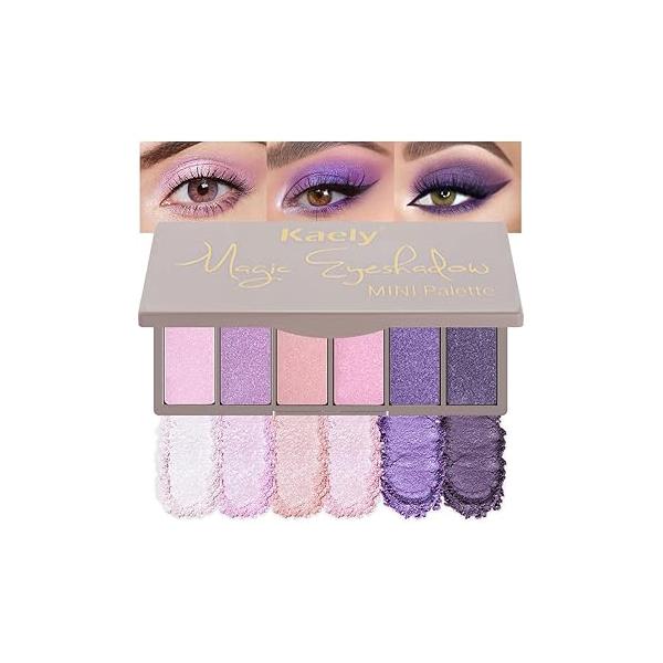 Kaely 6 Colors Mini Rose Gold Pink Eye Shadow Palette Makeup, Neutral Matte Shimmer Eyeshadow for Older Women Highly Pigmented Waterproof, paleta de sombras ojos, Vegan & Cruelty-free, 04
