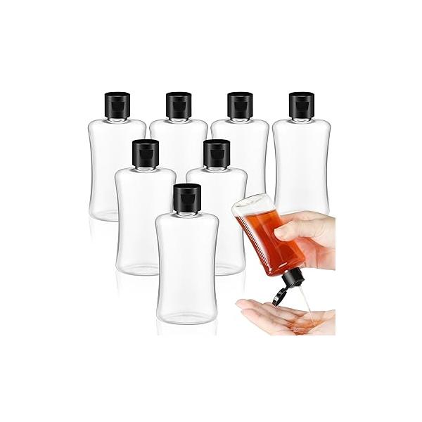Domensi 8 Pcs 3.4 oz Travel Bottles with Flip Cap Clear Plastic Size Containers Portable Leak Proof Squeeze Bottle Refillable Empty Cosmetic for Liquid Shampoo Lotion