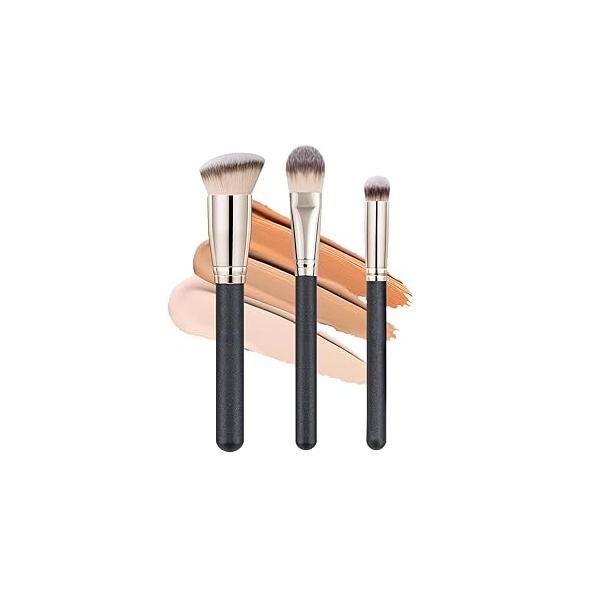 Makeup Brushes, Raffaello 3Pcs Foundation Brushes for Liquid Makeup, Professional Kabuki Set Blending Cream Flawless Powder Cosmetics Buffing Stippling Concealer