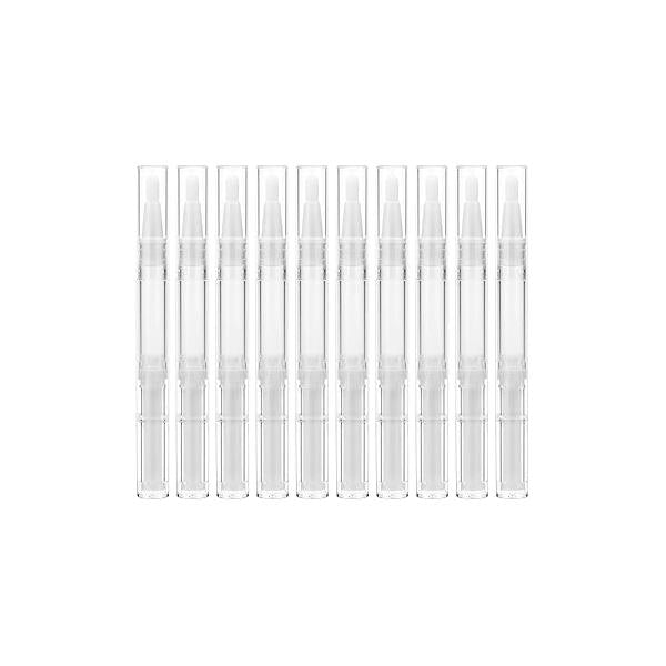 10 Pieces 3ml Transparent Twist Pens, Cuticle Oil Pen Empty Nail with Brush Tip Cosmetic Lip Gloss Container Applicators Eyelash Growth Liquid Tube 1 Pack Transfer Pipettes