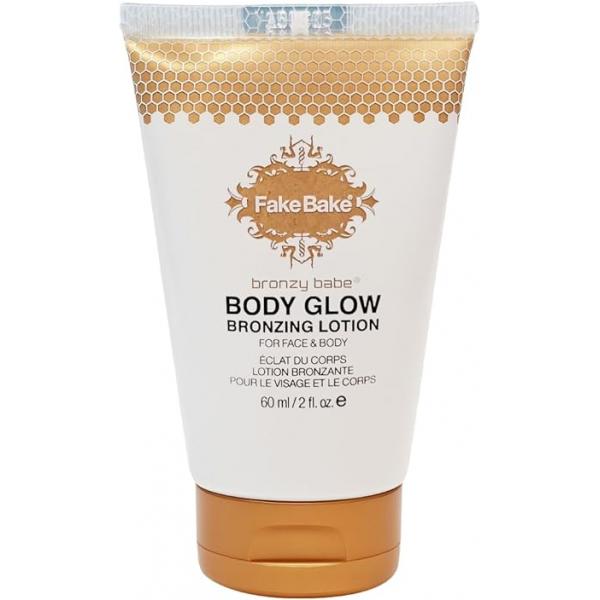 Fake Bake Bronzy Babe Body Glow Face & Tinted Moisturizer Lotion, Highlighter, Makeup Moisturizing Skincare Healthy Color Boost from Plants Vitamins - For All Skin Tones, Women Men 2oz