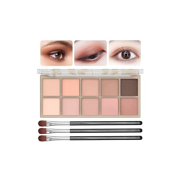10 Colors Eyeshadow Palette Matte Naked Eye Shadow Makeup,High Pigmented, Naturing-Looking, Ultra-Blendable,Long Lasting High Pigment Nude with 3 Brush(Milk Tea)