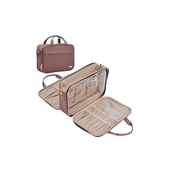 NISHEL Travel Makeup Bag Stand Up, Portable Cosmetic Organizer, Case for Travel-Size Toiletries, Black