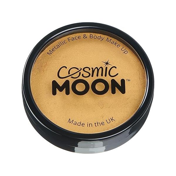 Metallic Pro Face & Body Paint Cake Pots by Cosmic Moon - Silver Professional Water Based Makeup for Adults, Kids 1.26oz