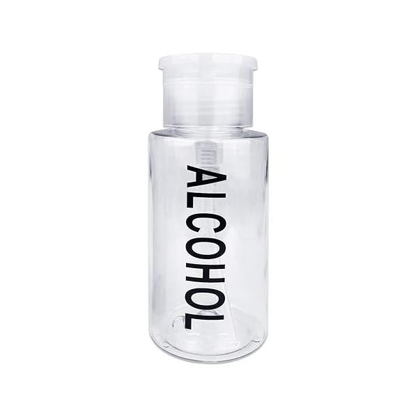 9oz Gray with Word Imprint Push Down Pump Dispenser Empty Refillerable Bottle Flip Top Cap - for Nail Polish, Travel, Cosmetics Packaging