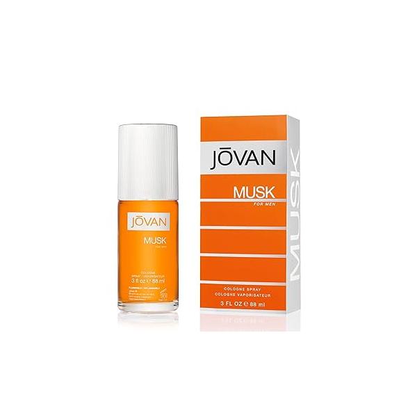 Jovan Musk for Men Eau de Cologne Spray 3 fl oz (Pack of 1), Notes Carnation, Lavender, and Amber, Men's Fragrance, Long Lasting, Everyday Travel Size