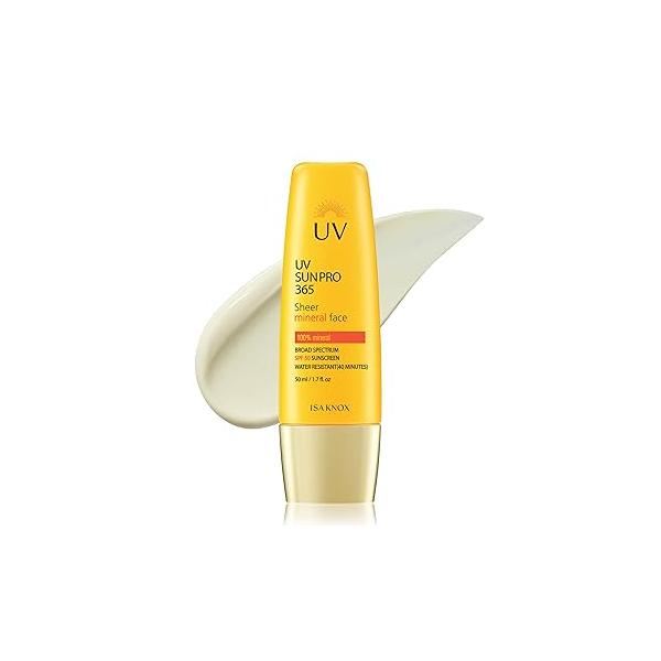 Isa Knox UV SUN PRO Sheer Mineral Sunscreen (1.7 fl oz) - Korean Skincare,SPF 50 Broad-Spectrum, Matte Finish, Water-Resistant, Anti-Aging with Smart Retino Formula, Niacinamide & Jakyang Extract.