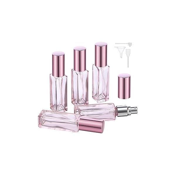 Segbeauty 5pcs Perfume Atomizer Travel, 10ML Mini Refillable Bottle Sprayer, Travel Cologne Sprayer Portable Glass Fine Mist Cosmetic Container Dispenser Set for Fragrance Makeup Toiletries