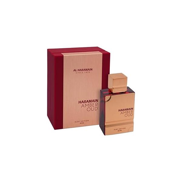 Al Haramain Amber Oud Ruby Edition for Unisex - Arabian Perfume Women and Men Long Lasting Woody Floral Fragrance with Notes of Saffron, Cedar, Jasmine Arabic Cologne 3.4 oz EDP Spray