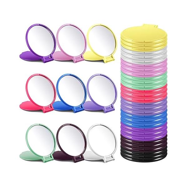 Juexica Compact Mirror Bulk for Women Mini Folding Portable Pocket Makeup Round Small Vintage Travel Cosmetic Purse Bag Gifts Mom Daily Use(10 Colors,180 Pcs)