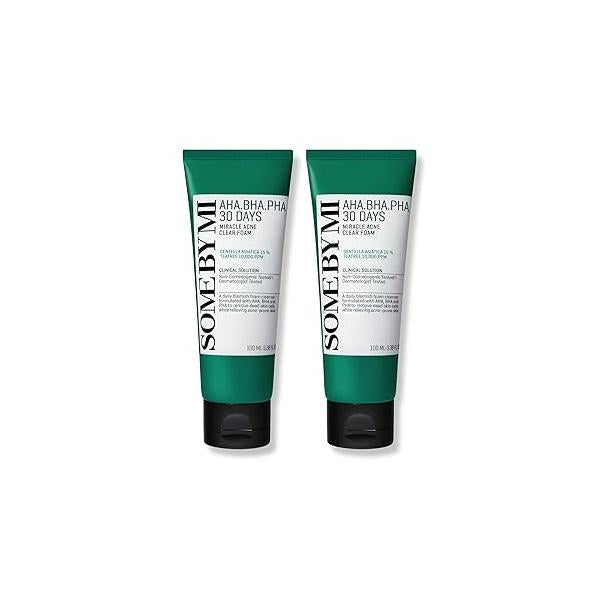 SOME BY MI AHA BHA PHA 30 Days Miracle Acne Clear Foam - 3.38oz, 100ml Korean Face Wash for Smooth & Skin Salicylic Acid Cleanser Exfoliation Sebum Control Care
