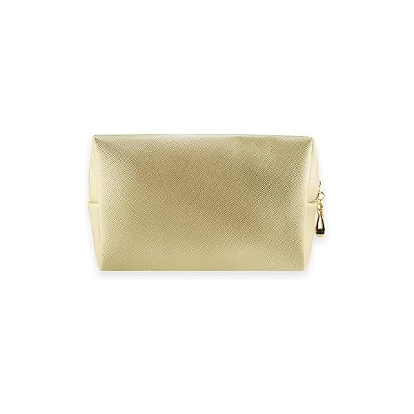 Small Makeup Bag Portable Cosmetic for Women Pouch Waterproof Toiletry Travel (Gold, Normal)