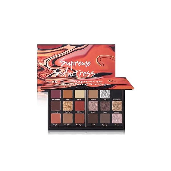 Prism Makeup Matte Eyeshadow Palette Pro 18 Colors Pigmented Shimmer Glitter Eye Shadow Palette, Long Lasting Waterproof Smokey Powder Cosmetics Halloween Kit (01# Seductress)