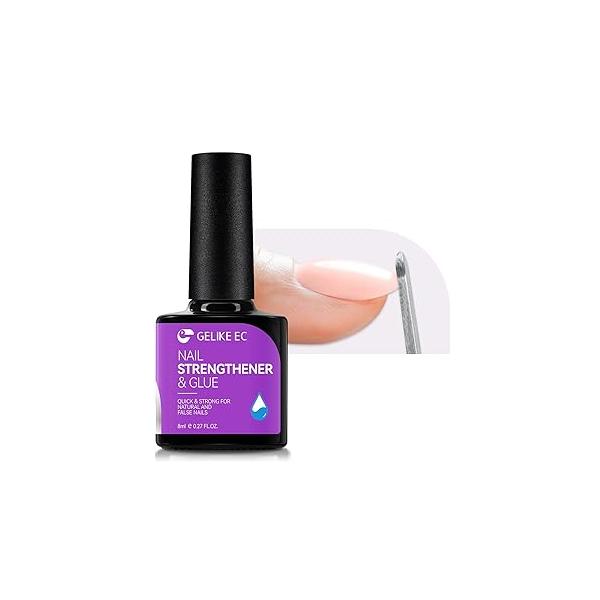 Gelike EC Pro Nail Glue & Strengthener: Clear 6-in-1 Adhesive for Repair - Strengthening Protein Perfect Home Salon Use UV Needed