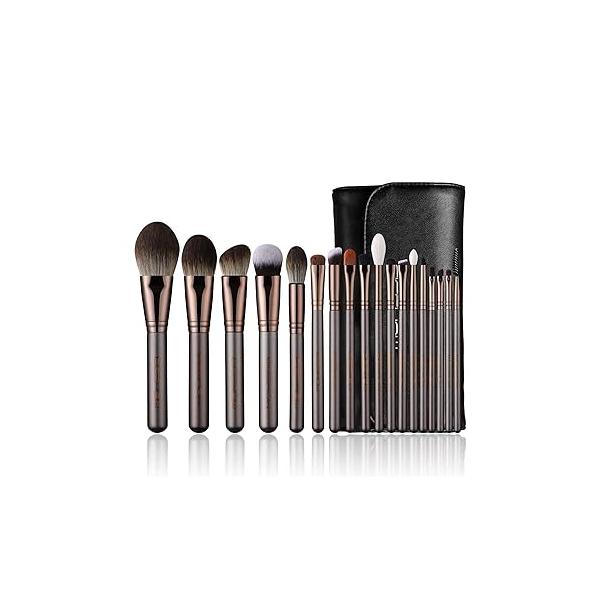 EIGSHOW Makeup Brushes 18pcs Professional Brush Travel Set with Eco Cylinder 2Cups Holder, Premium Synthetic Foundation Powder Concealer Blush Blending Eye Lip Kit - Cruelty Free