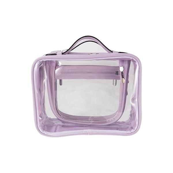 SANHECUN traveling toiletry Case large clear cosmetics case makeup bag Dimensions | LxWxH:10” x 4.5” 8”(Beige, Medium)