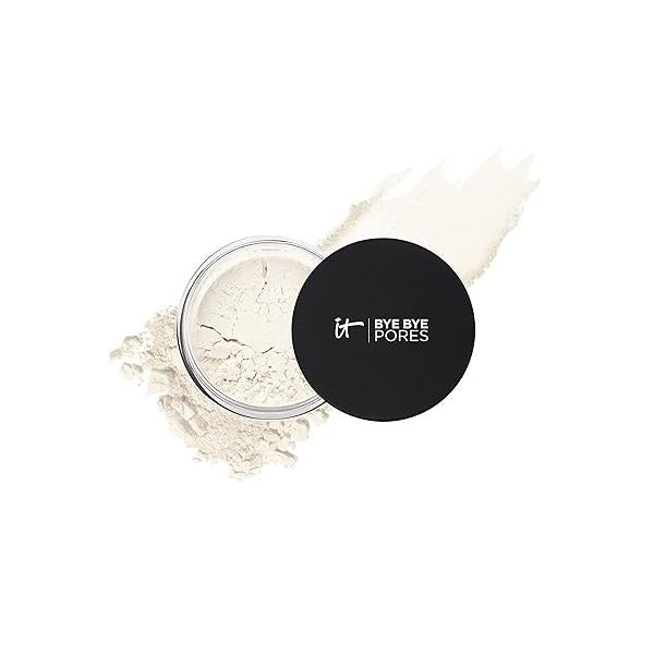 IT Cosmetics Bye Pores - Poreless Finish Loose Setting Powder Makeup Translucent Blurring for All Skin Tones Face with Peptides, Silk, Collagen & Antioxidants 0.23 oz