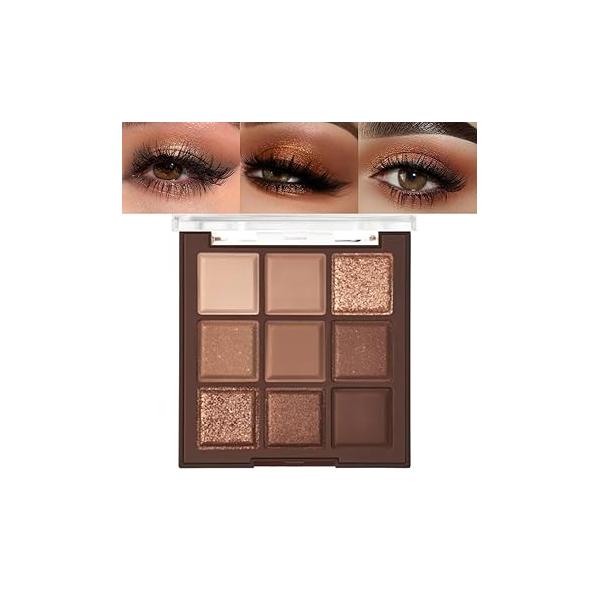 Neutral Brown Eye Shadow palette- Rose Gold Dark Eyeshadow Palette Colorful 9 Colors, Matte Shimmer Highly Pigmented Nude Makeup Naturing-Looking Long Lasting2