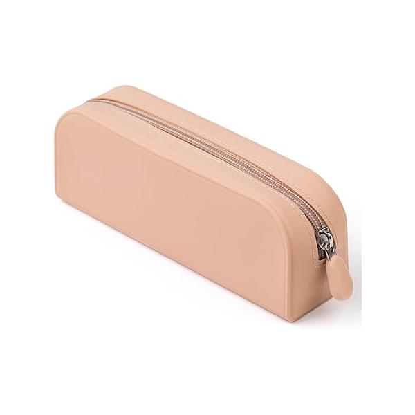 Silicone Makeup Brush Holder Travel Cosmetic Bag, Portable Face Brushes with Zipper, Large Case