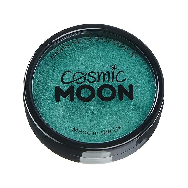 Metallic Pro Face & Body Paint Cake Pots by Cosmic Moon - Silver Professional Water Based Makeup for Adults, Kids 1.26oz