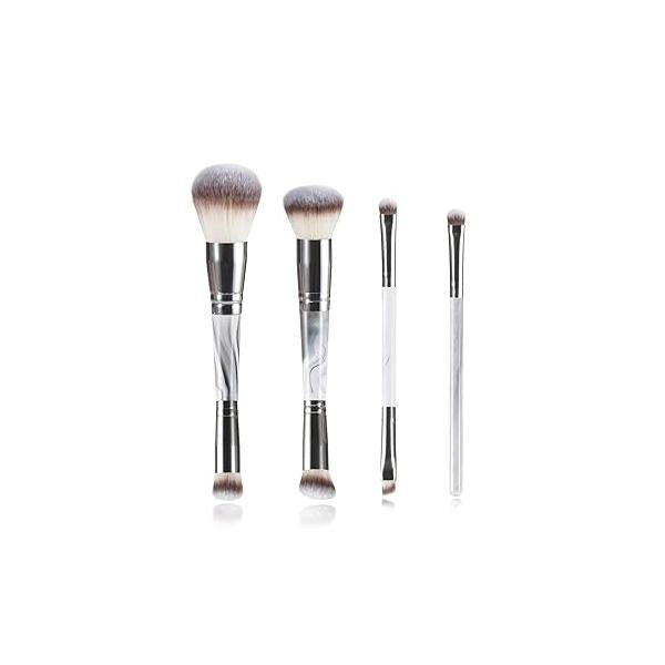 4 pcs makeup brushes, double head brush set, loose powder blusher foundation make-up concealer eye shadow eyebrow brush, multi-purpose tools