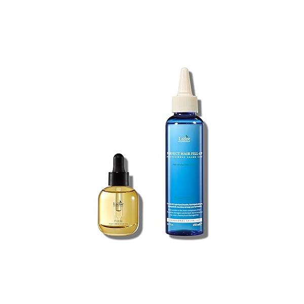LA'DOR Hair Perfume Oil Hinoki & Perfect Fill Up Set for Dry Damaged Bleached Frizzy Intensive Korean Haircare Anti Frizz Nourishing Fragrance Serum Gloss Shine Conditioner Treatment LADOR