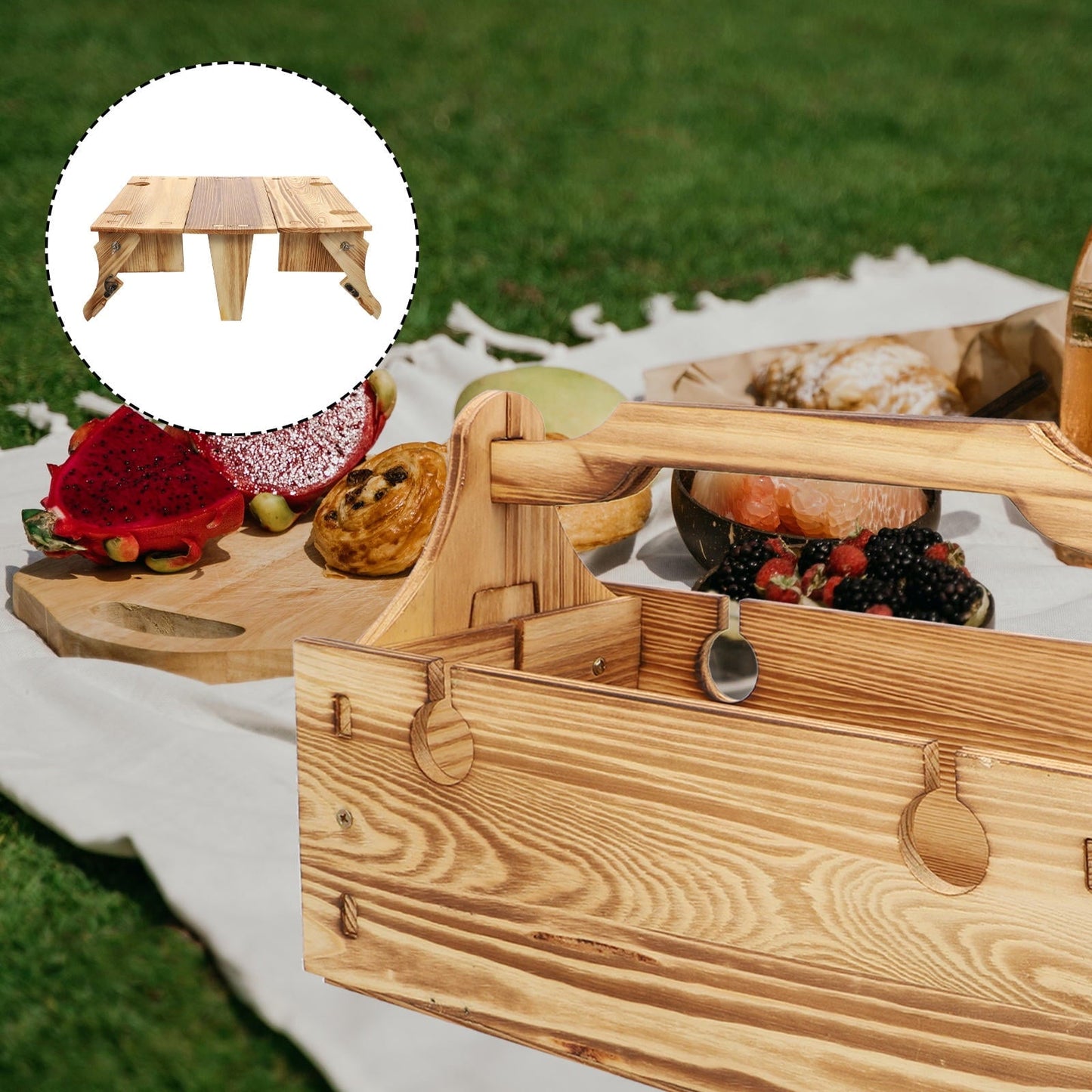 YUNLIGHTS Picnic Folding Table Folding Picnic Basket Table Light Brown Adults Ergonomic Design 1Pcs