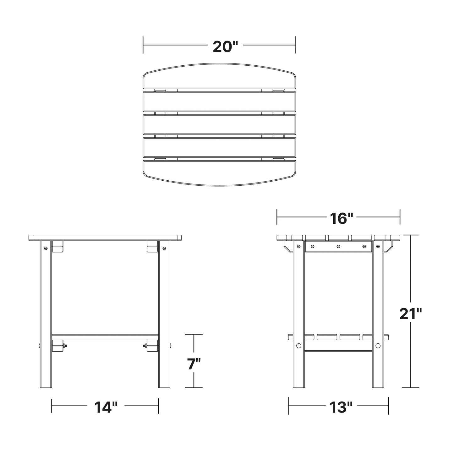 Wildridge Classic Side Table, Black - Outdoor Weather Resistant Recycled Plastic Furniture for Patio