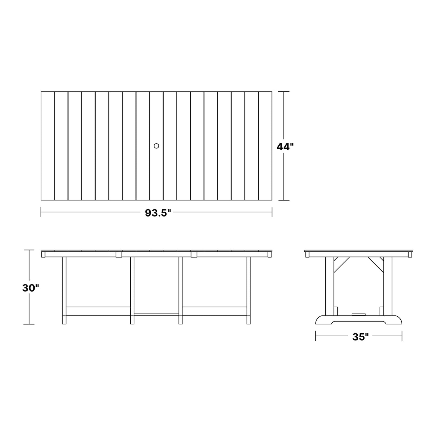 Wildridge Heritage 44"x94" Dining Table, Aruba Blue - Outdoor Weather Resistant Recycled Plastic Furniture for Patio